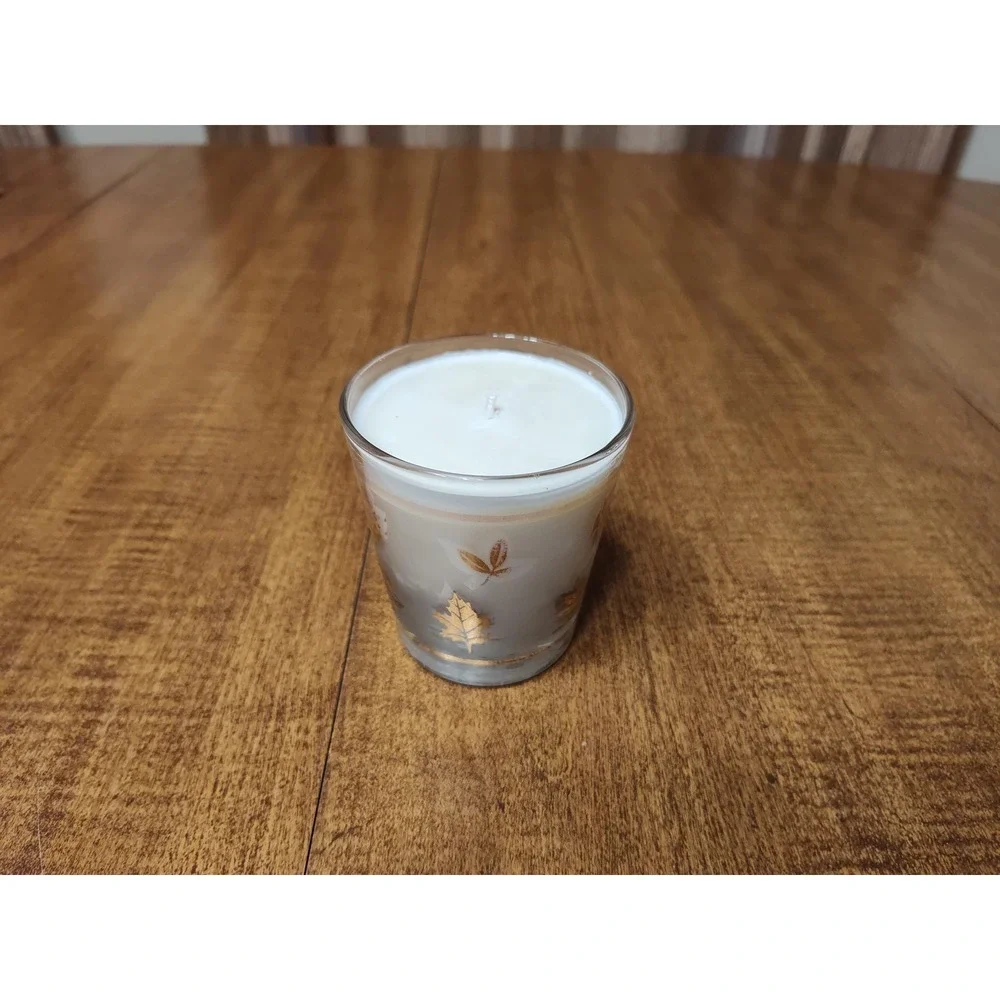 Handmade Pumpkin Spice Scented Candle Fall Leaves Vintage Glass 6.6 fl oz